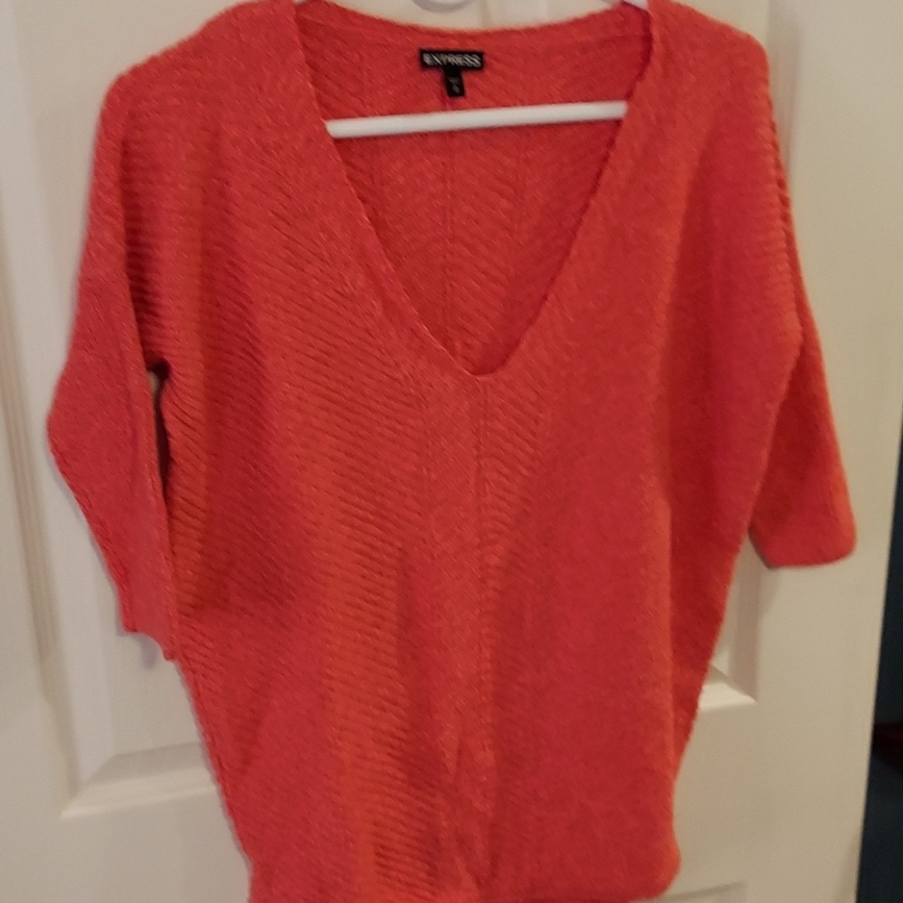Express Red Oversized Chunky Knit Sweater Small